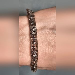 Leather, Crystal Bead Bracelet